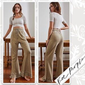 Free People Cozy Cool Girl Lounge Pants in Olive Army (Moss Green)